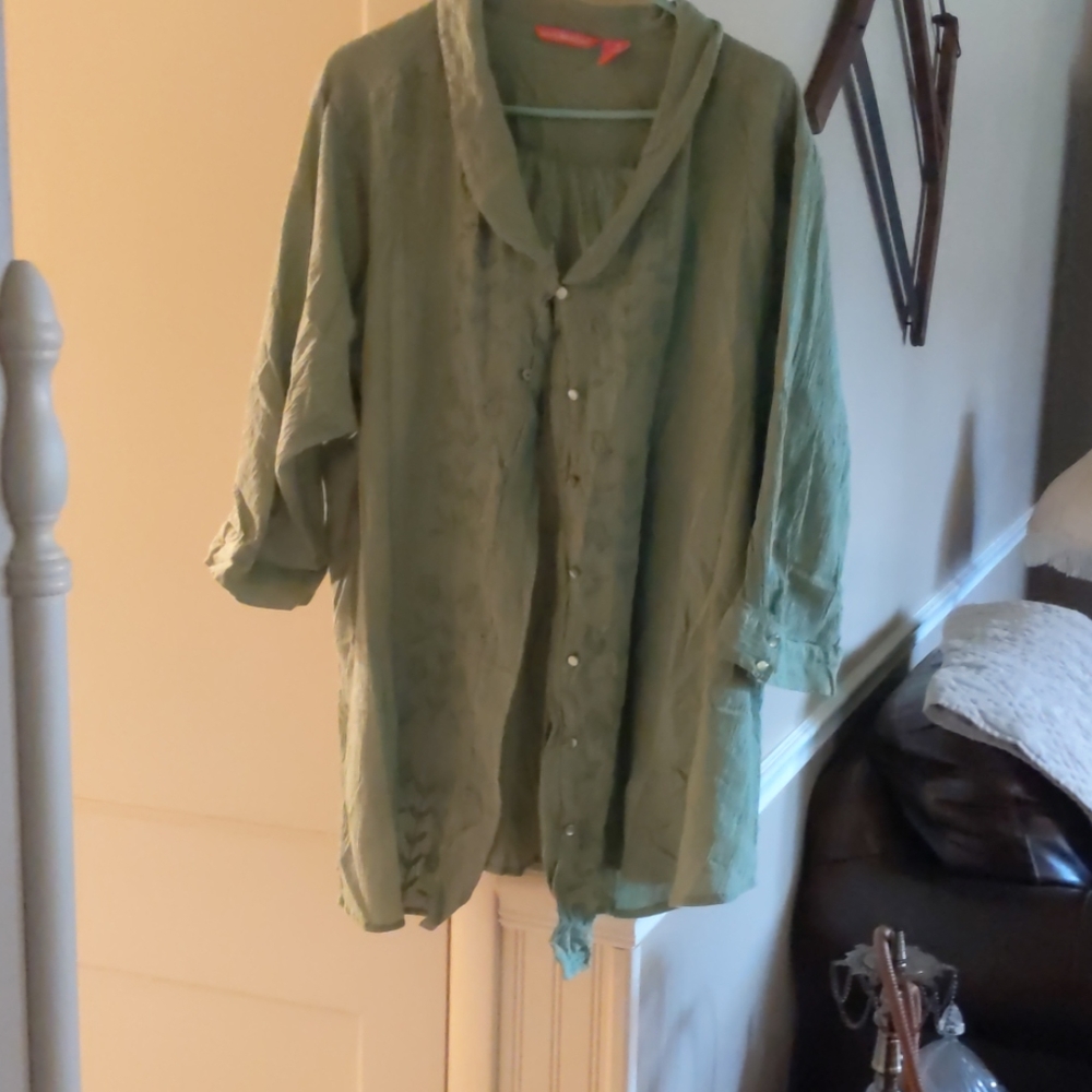 Embroidered green blouse